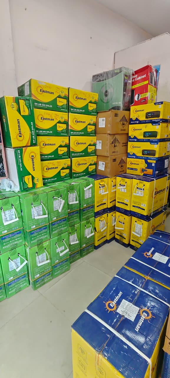 Solar battery stock at Shakthi Agencies warehouse